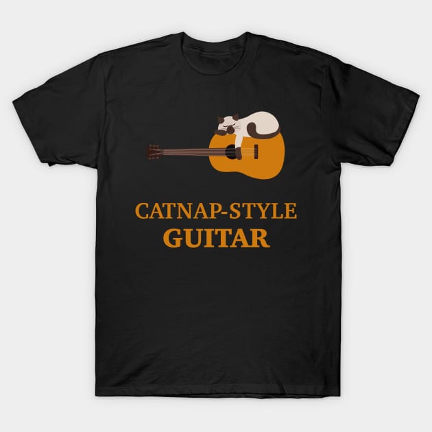 Siamese Cat on Acoustic Guitar | Guitarist Gift Ideas T-Shirt by Fluffy-Vectors